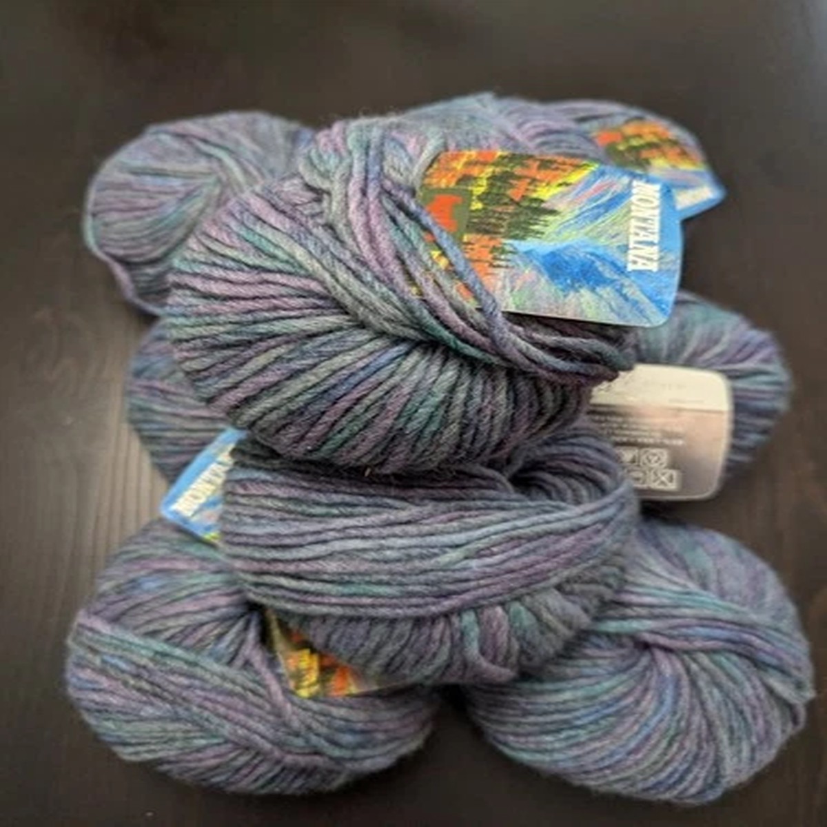 Vintage Katia Montana Yarn Lot 9 Skeins Wool Acrylic Blend Blue Purple Var