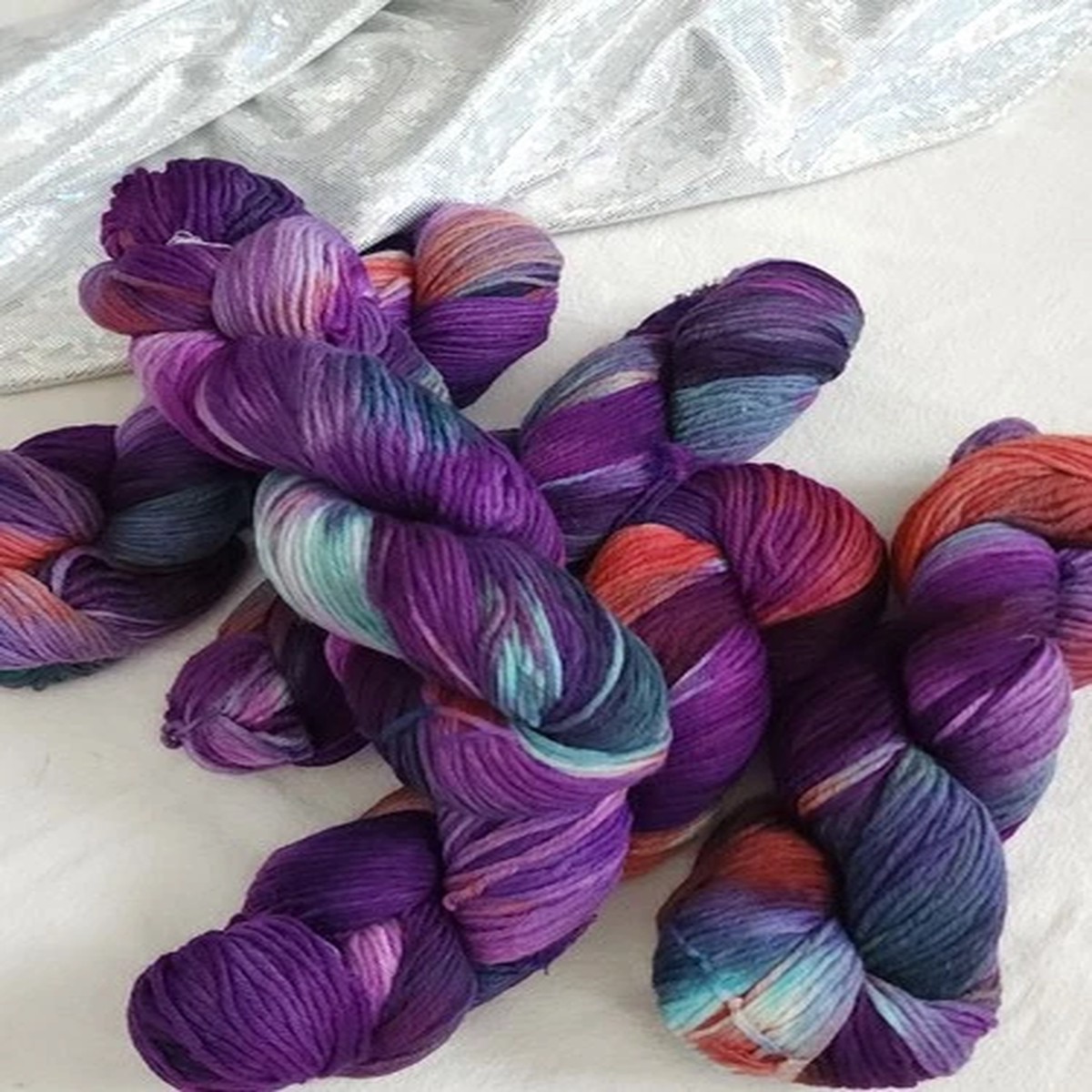 400g Yak Down Indie Hand Dyed Yarn DK Worsted Deep Purple Plum Coral Green Lot