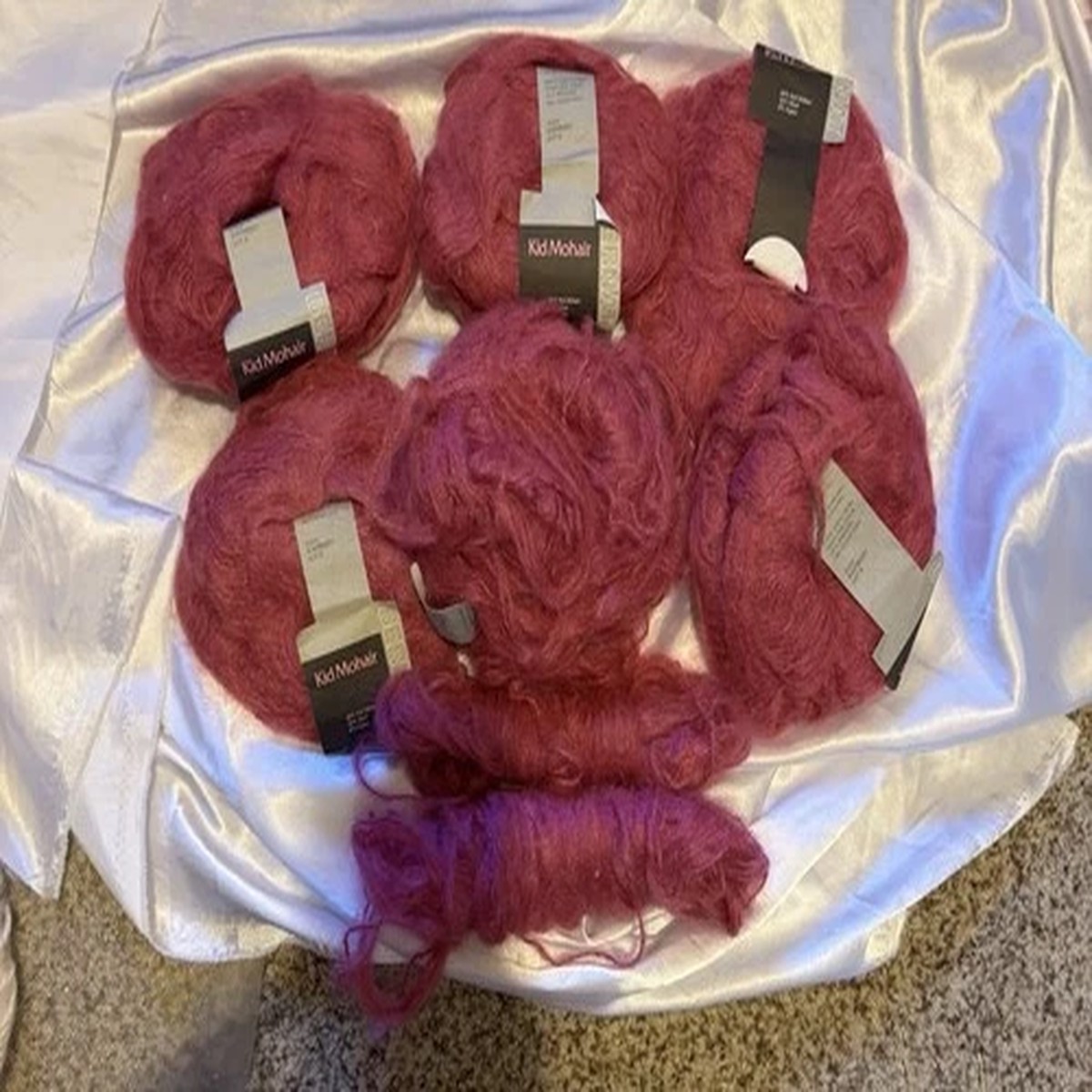 Bernat New Kid Mohair/Wool Yarn Rasberry lot b Vintage
