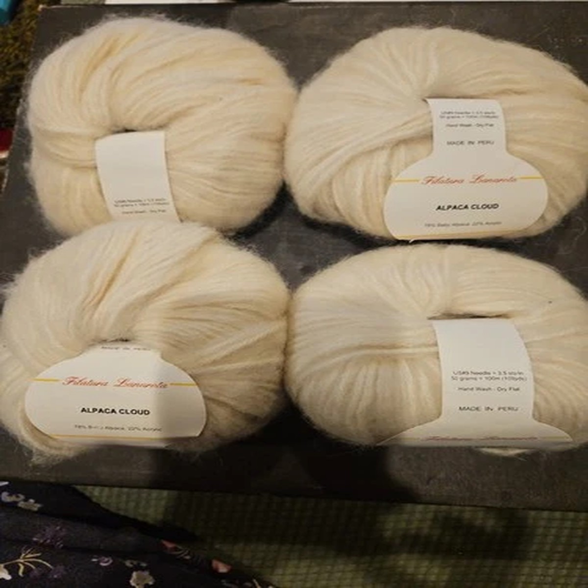 Filatura Lanarota Alpaca Cloud Baby Alpaca Yarn 78/22 Cream 50g 100m 4 Skeins