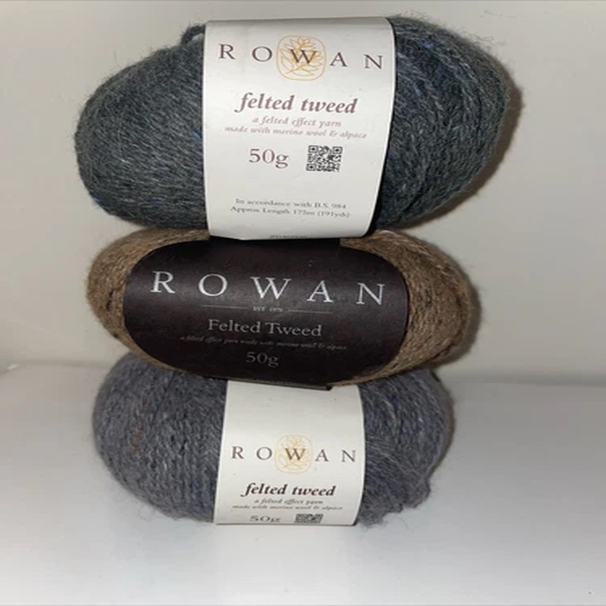 Lot/3 Rowan~FELTED TWEED~ Colors: Ancient, Boulder, Cinnamon ~Wool Alpaca Yarn