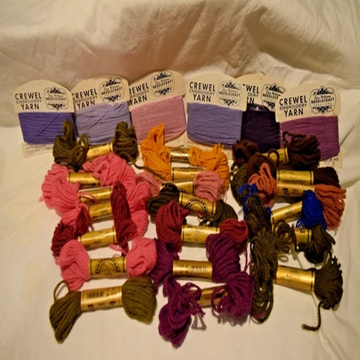 LOT OVER 25 CREWEL EMBROIDERY YARN-ELSA WILLIAMS & PATERNAYAN PERSION YARN