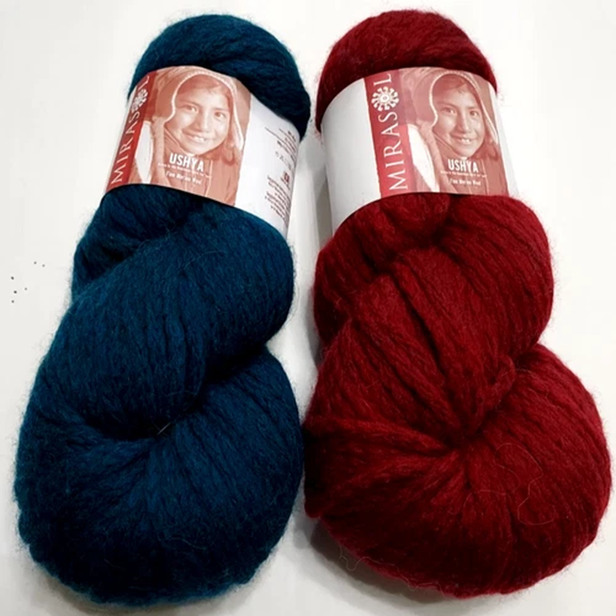 Mirasol Ushya Super Bulky Yarn 2 Skeins Hanks 100g Each Hand Dyed Merino Wool