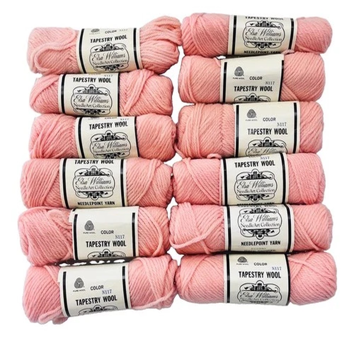 Elsa Williams Tapestry Wool Needlepoint Yarn Lot of 12 Skeins Pink N117 40 yd