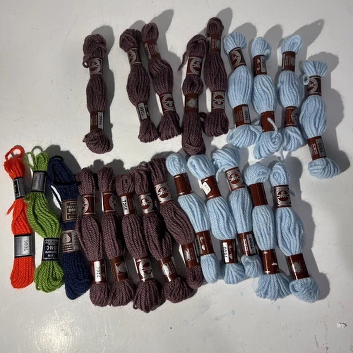 VTG Lot of DMC Laine Colbert Tapestry Wool Yarn 22 Skeins Estate 7266 7800 7769