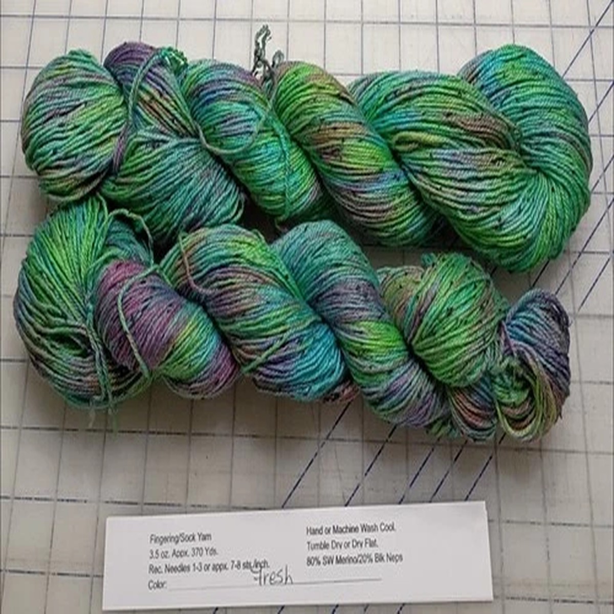 100 gm Skein Hand Dyed Tweed Sock Fingering Yarn 370 Yds Fresh