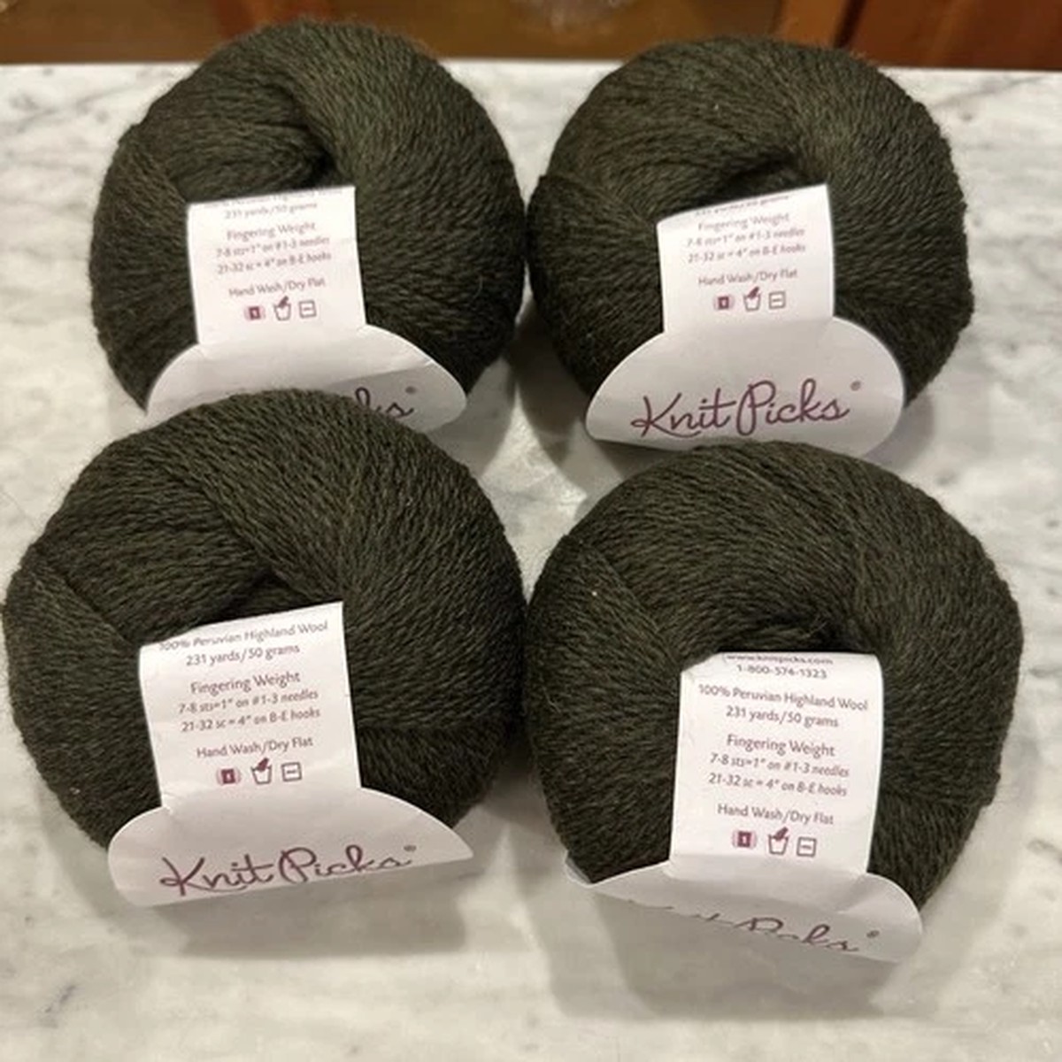 4 Skeins Knit Picks Palette Yarn Fingering Wt 100% Peruvian Wool Larch Heather