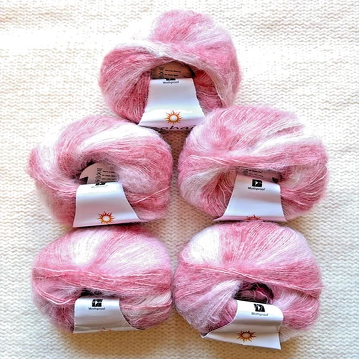 5 balls x 25g Gradient Mohair yarn : Mohair + Wool + Acrylic : Multicolour 16