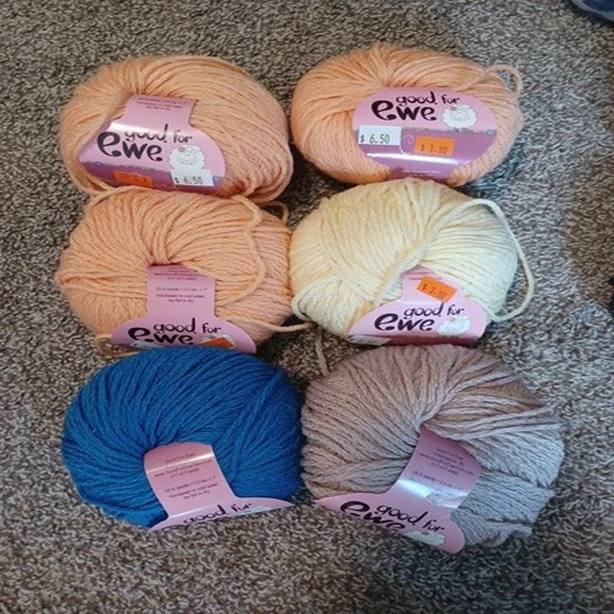 6 Balls Mixed Lot Good For Ewe Chord Yarn Highland Wool/Tencel 50g Ea.