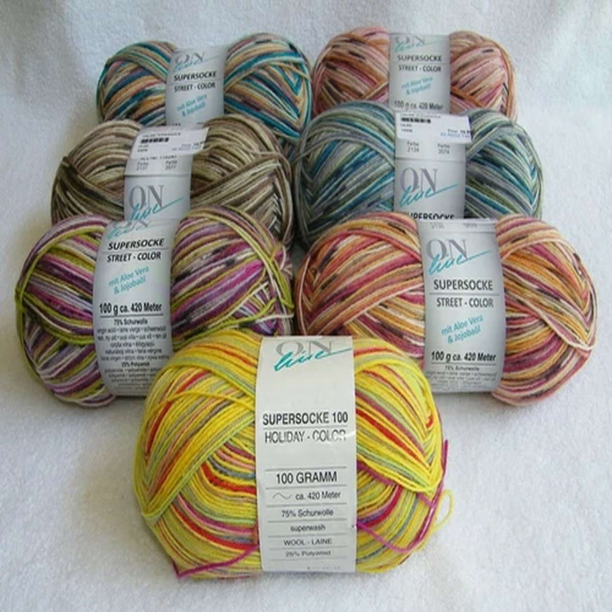 On Line "Super Sock" Wool Polyester Sock Yarn In Various Colors