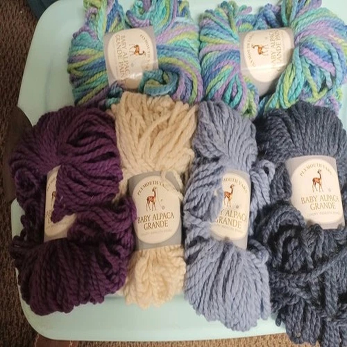 Plymouth Yarns Baby Alpaca Grande. 3 Skeins Sell by each. wine, white, dark gray