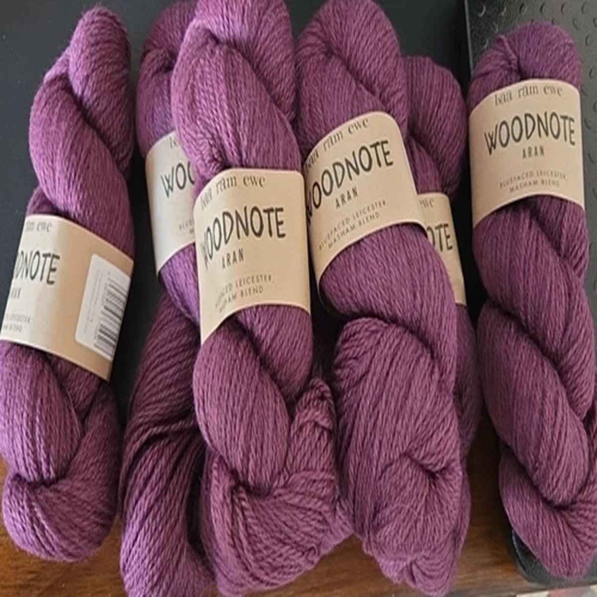 Baa Ram Ewe Woodnote Aran Yarn - Black Currant (5 skeins) (4 available)
