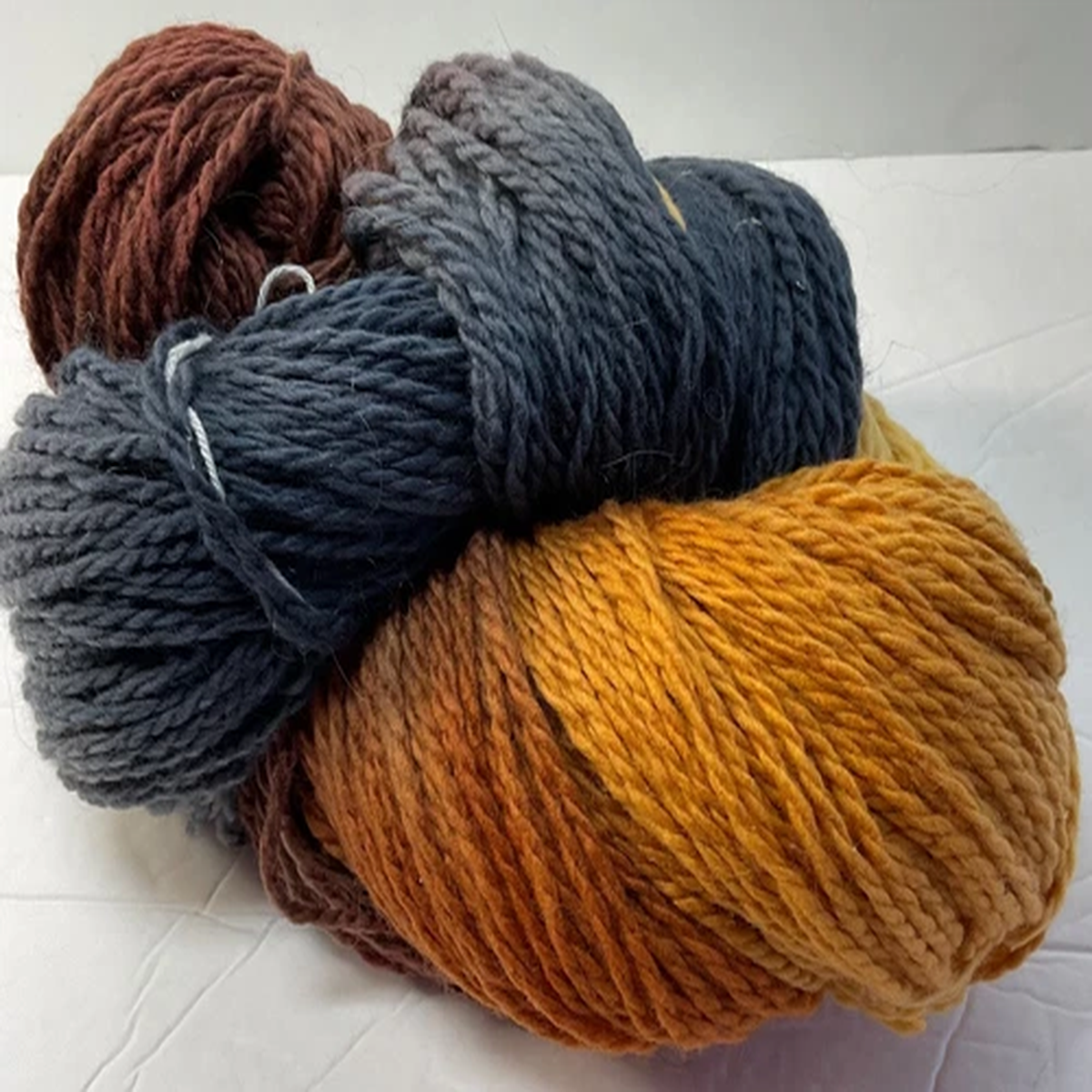 Hand Dyed Wool Yarn Unit of 1 No Label BrownsGolds Grays New Plied` Indi Dyer