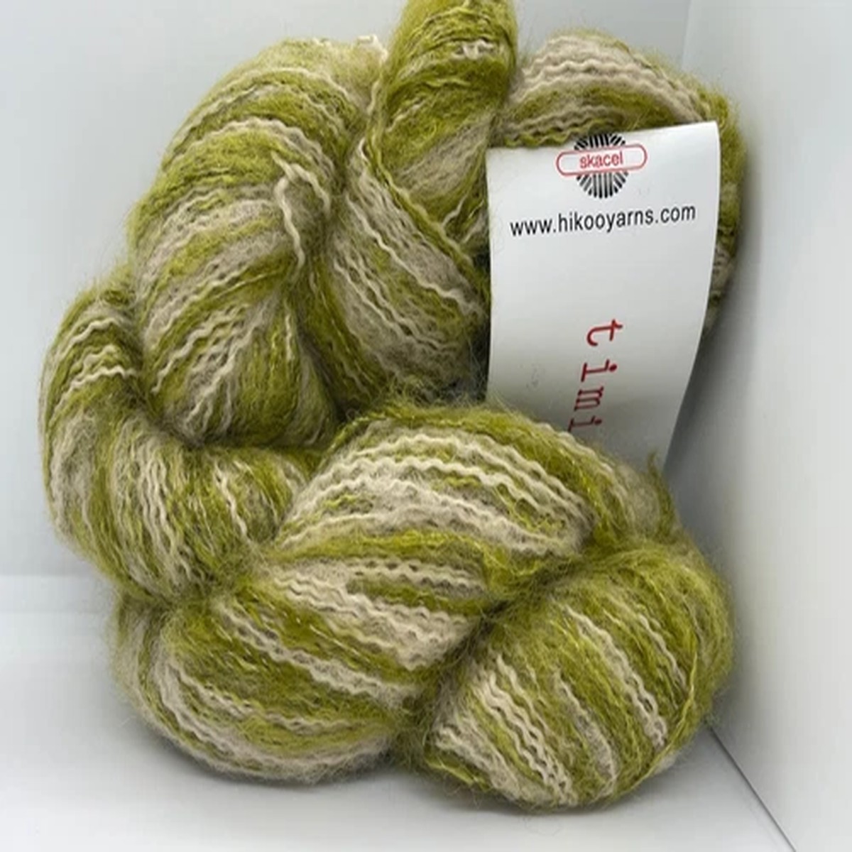 Hikoo Timidity Yarn #2 Pistacchio Vanilla Striping ThinThick Wool Blend 50g 245y