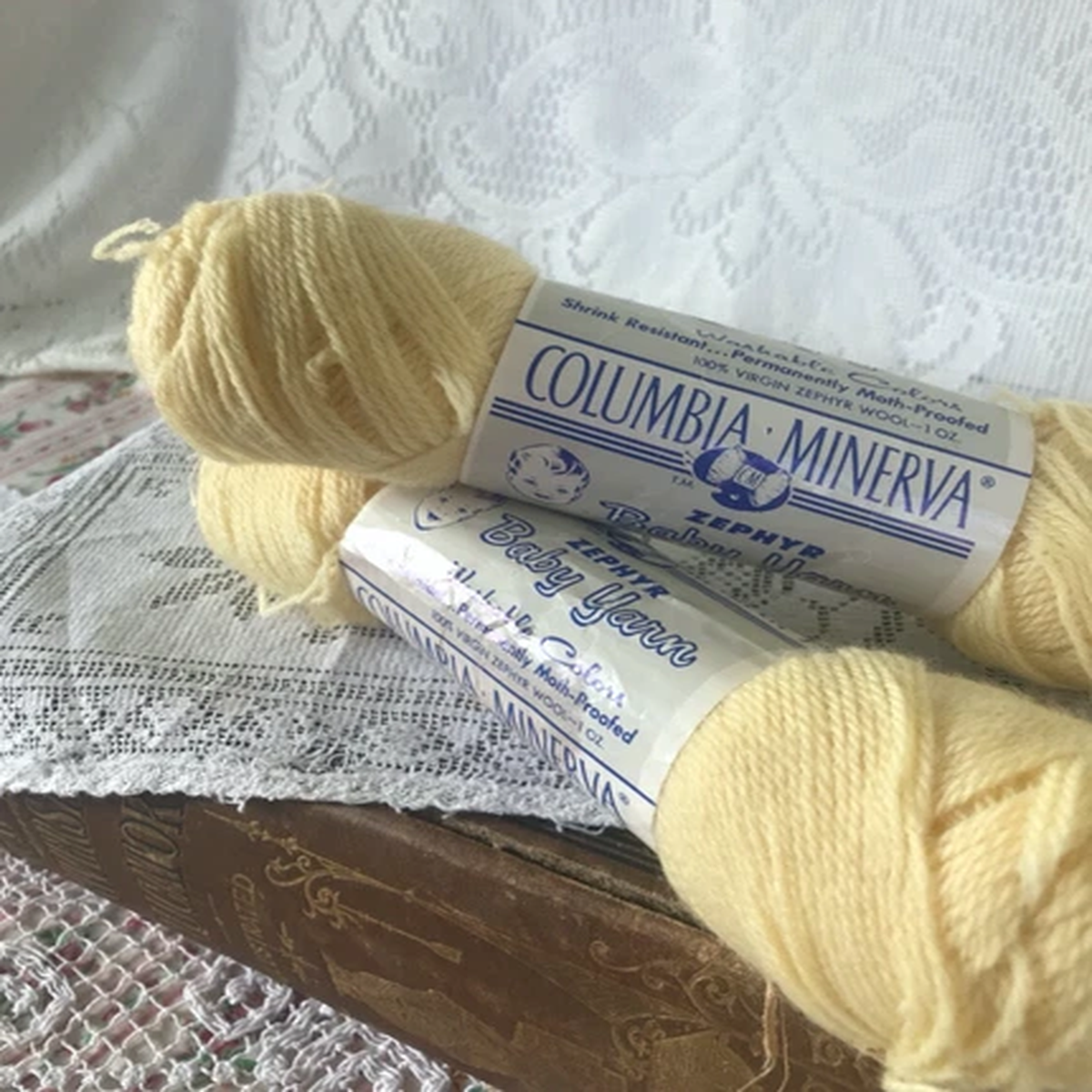 Vintage Yarn Columbia-Minerva Zephyr Baby Yellow Wool Imported from England