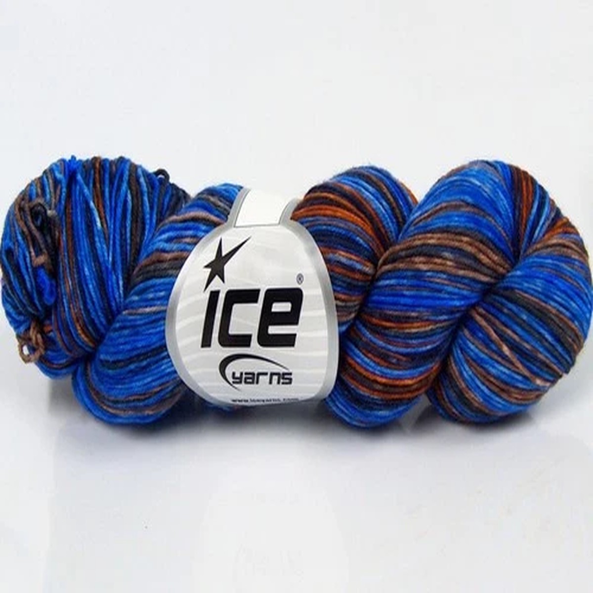 Blue Brown Black Hand Dyed Sock Merino Wool Yarn Ice #68863 Ice Yarns 100gr 360y