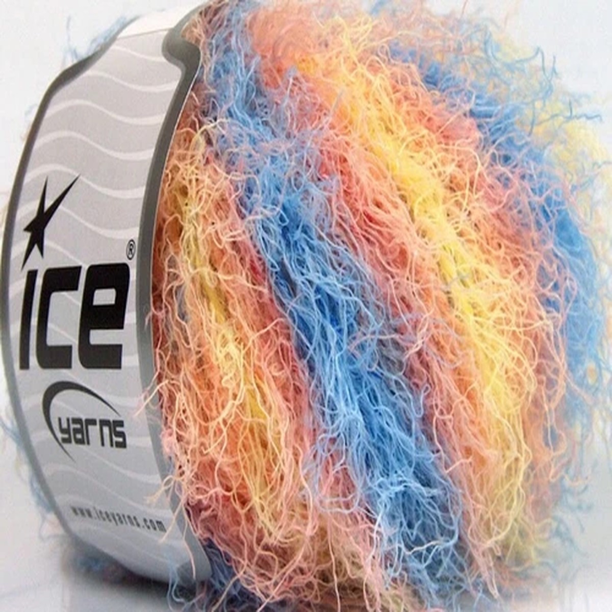 Blue Yellow Peach Modena Viscose 59592 Ice Yarn Striping Wool Bl Eyelash 50g 71y