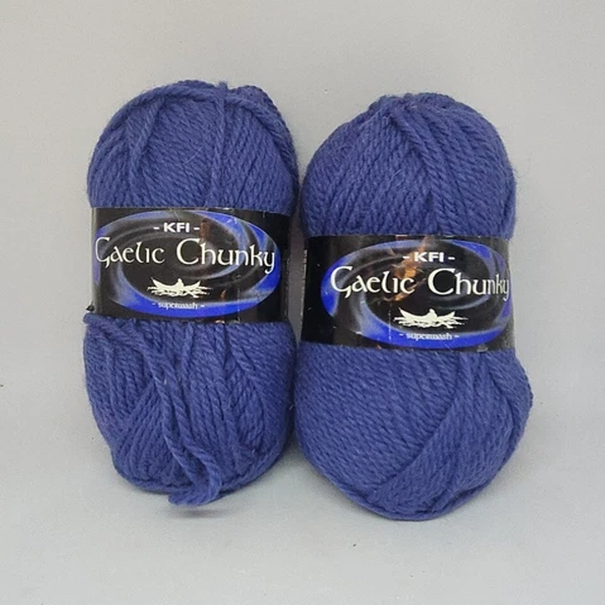KFI Gaelic Chunky 100% British wool, Sapphire, lot of 2 (114 yds each) Vintage