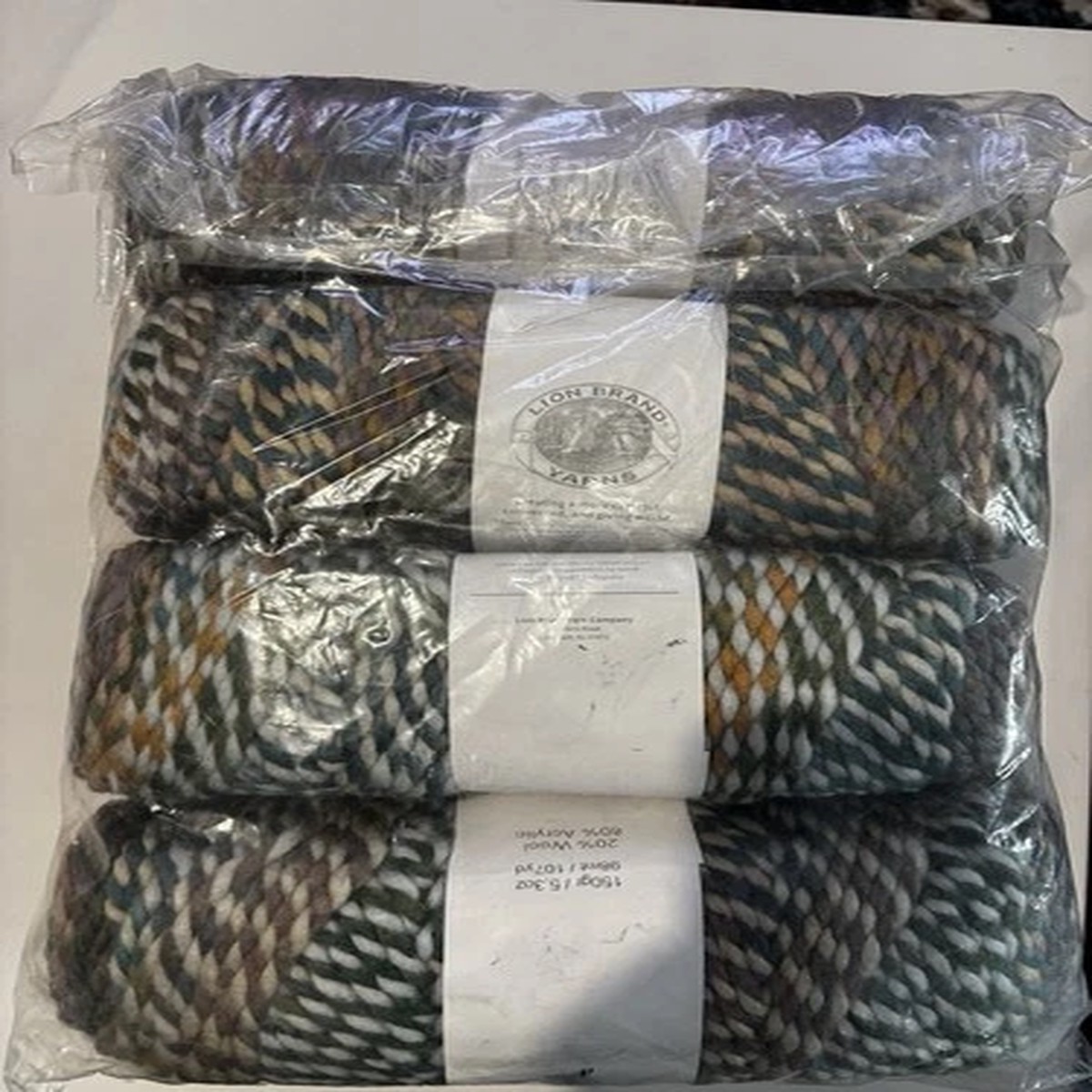Lion Brand Chunky Wool Blend Yarn - Multi Colour, 3 Pack