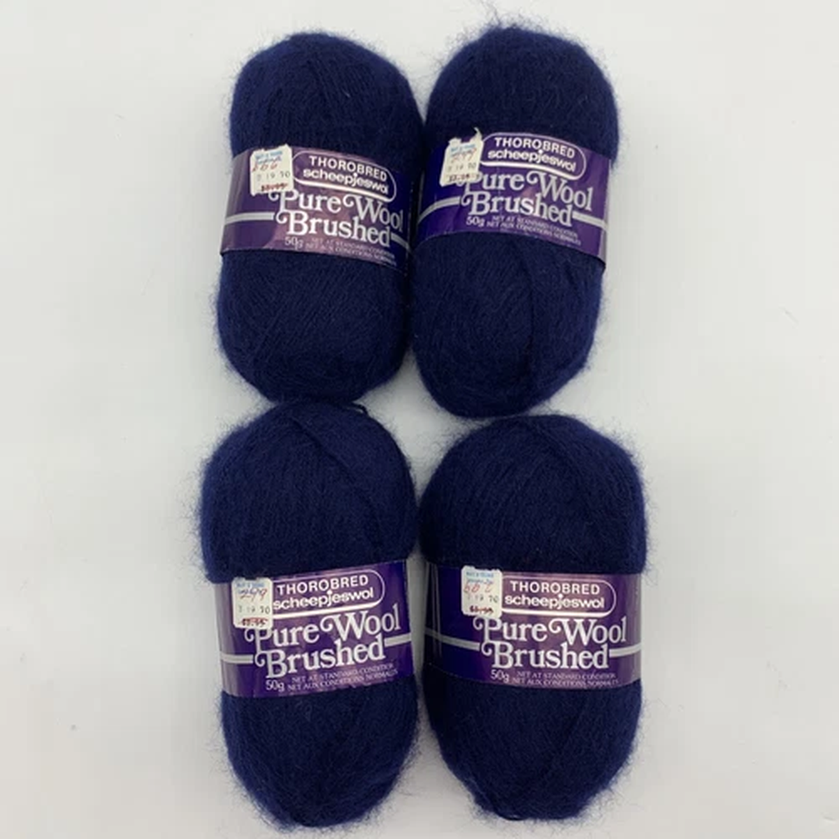 Thorobred Wool Yarn Brushed Dark Navy Blue 50 gms 4 skeins New Zealand 4mm VTG