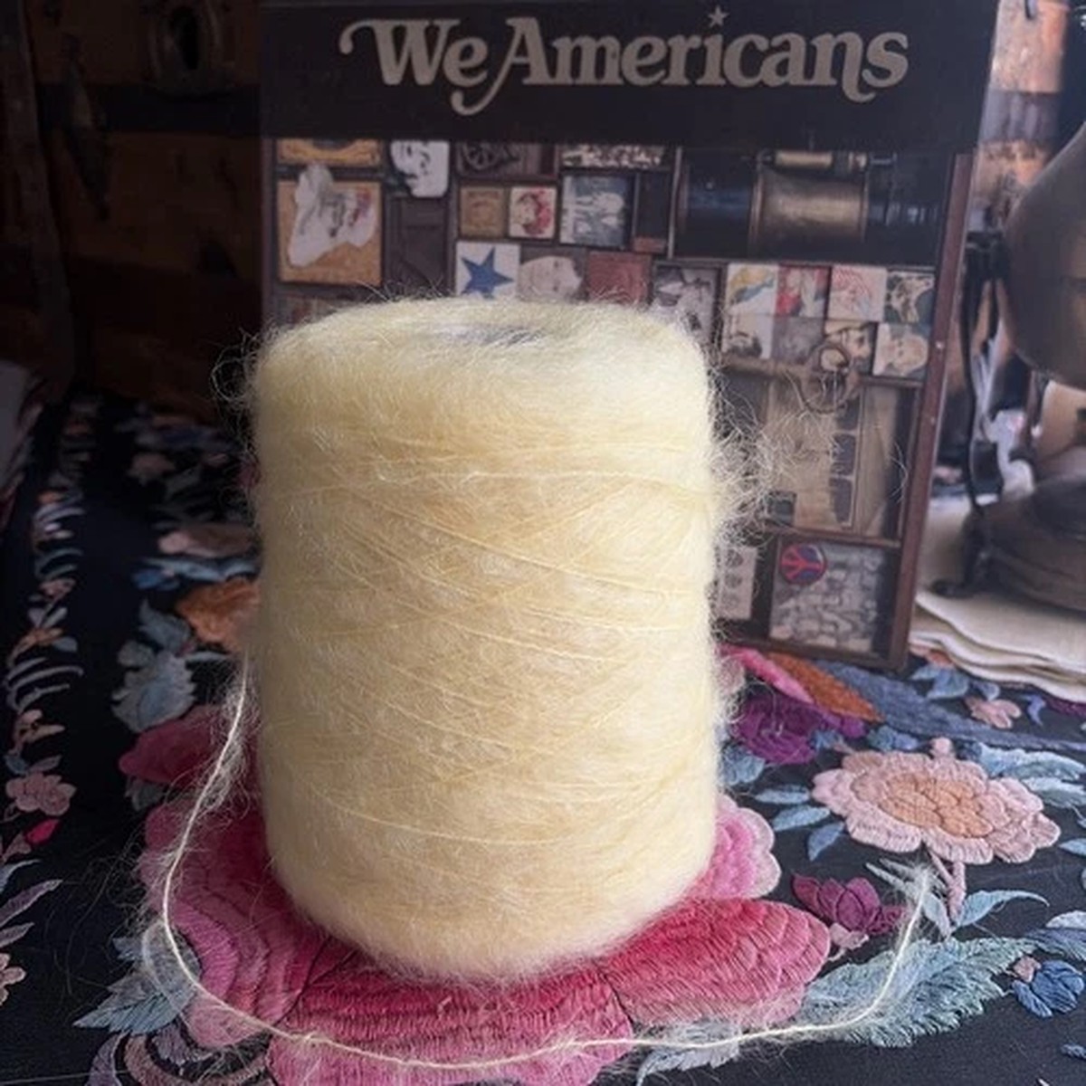 Cone Yarn Spool Yarn Yellow Mohair 450g (1lb) Made In US