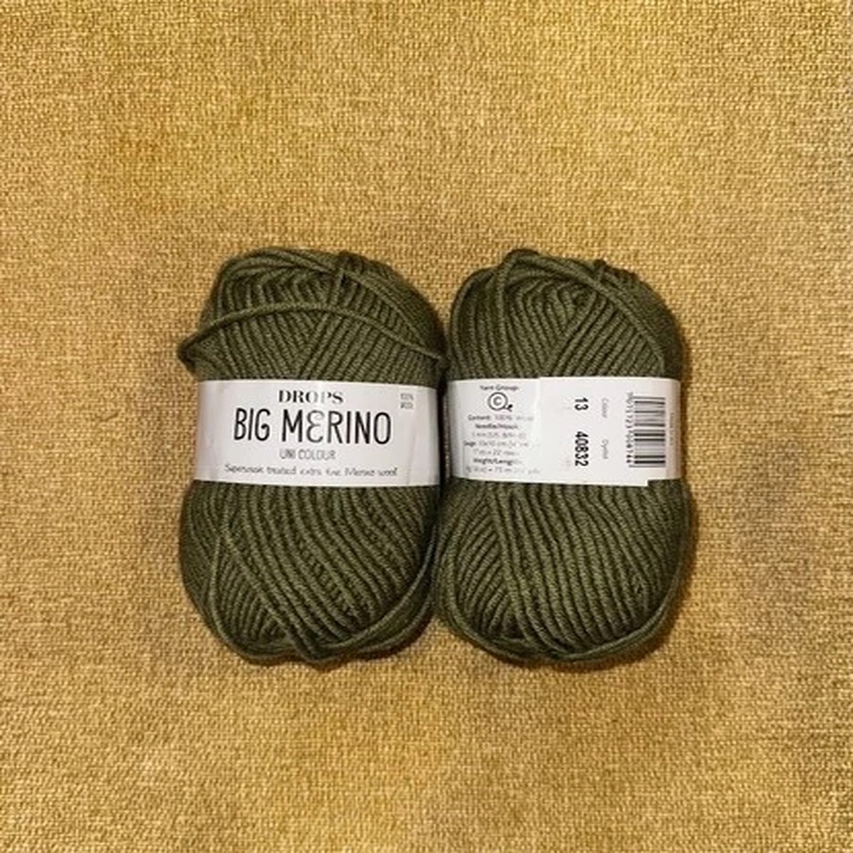 Drops - Big Merino green 100% wool yarn - color lot 13