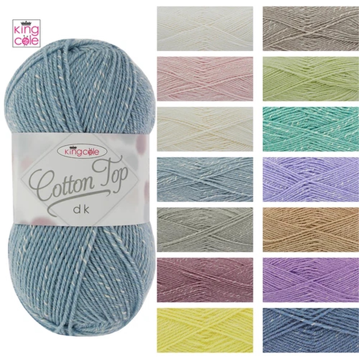 King Cole Cotton Top DK Double Knit Wool Knitting Yarn 100g Ball - All Colours