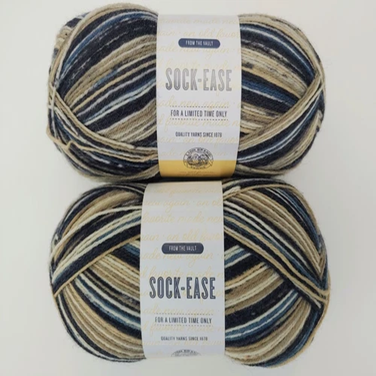Lion Brand Sock Ease Yarn Lot Dark & Stormy Beige Blue Superwash Wool Nylon