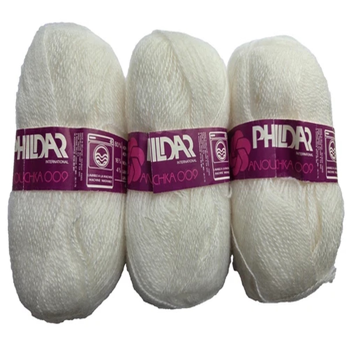 Phildar Anouchka 009 Yarn Lot of 3 Ivory 40g Acrylic Mohair Wool Washable