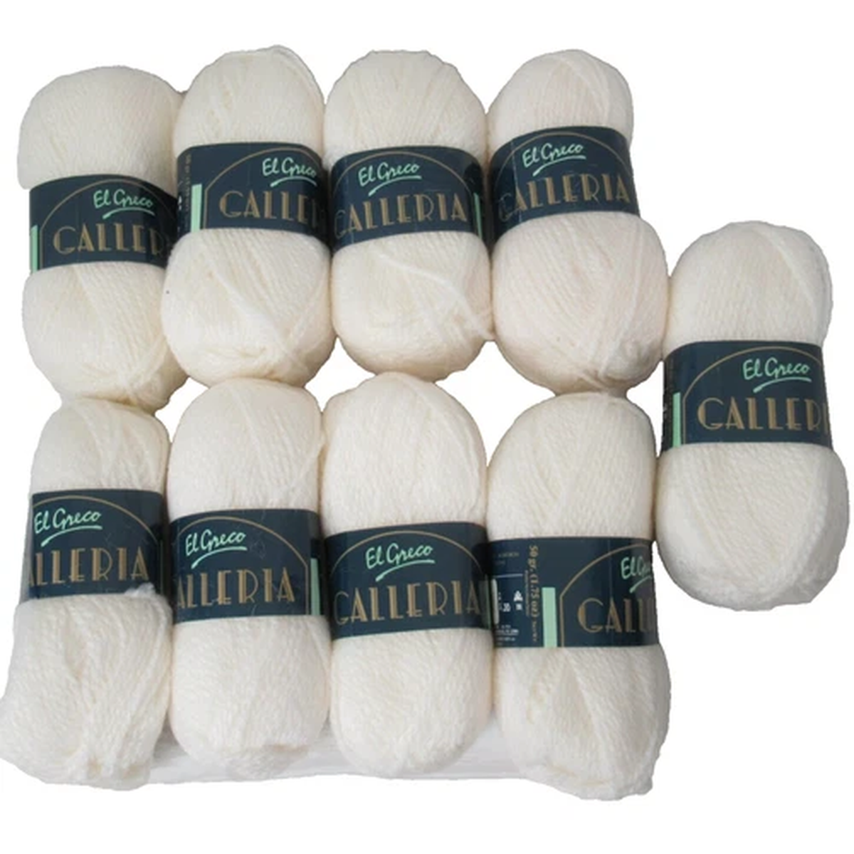El Grego Galleria Yarn Wool Acrylic White Lot of 9 Skeins Pkgs France 120 Yds Ea