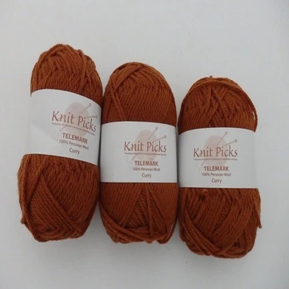 Knit Picks Telemark 100% Peruvian Wool Curry 8977 Lot 3 Skeins 103 yds 50 g Each