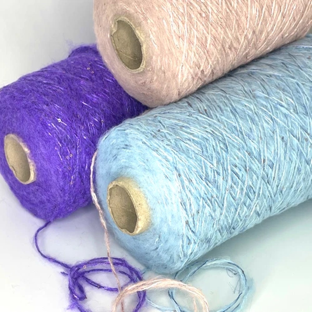Sequin WOOL BLEND Cone Yarn SPORT WEIGHT Made in Italy USA TARIFF FREE