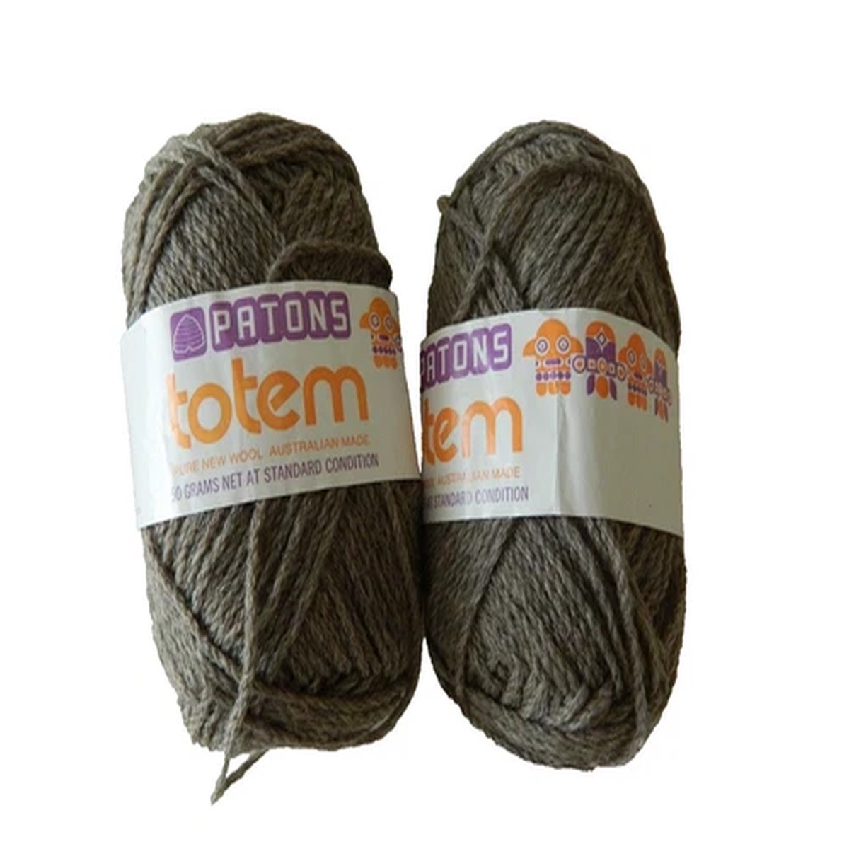 Yarn Patons TOTEM Pure Wool Brown Lot 2 Yarns Made In Australia