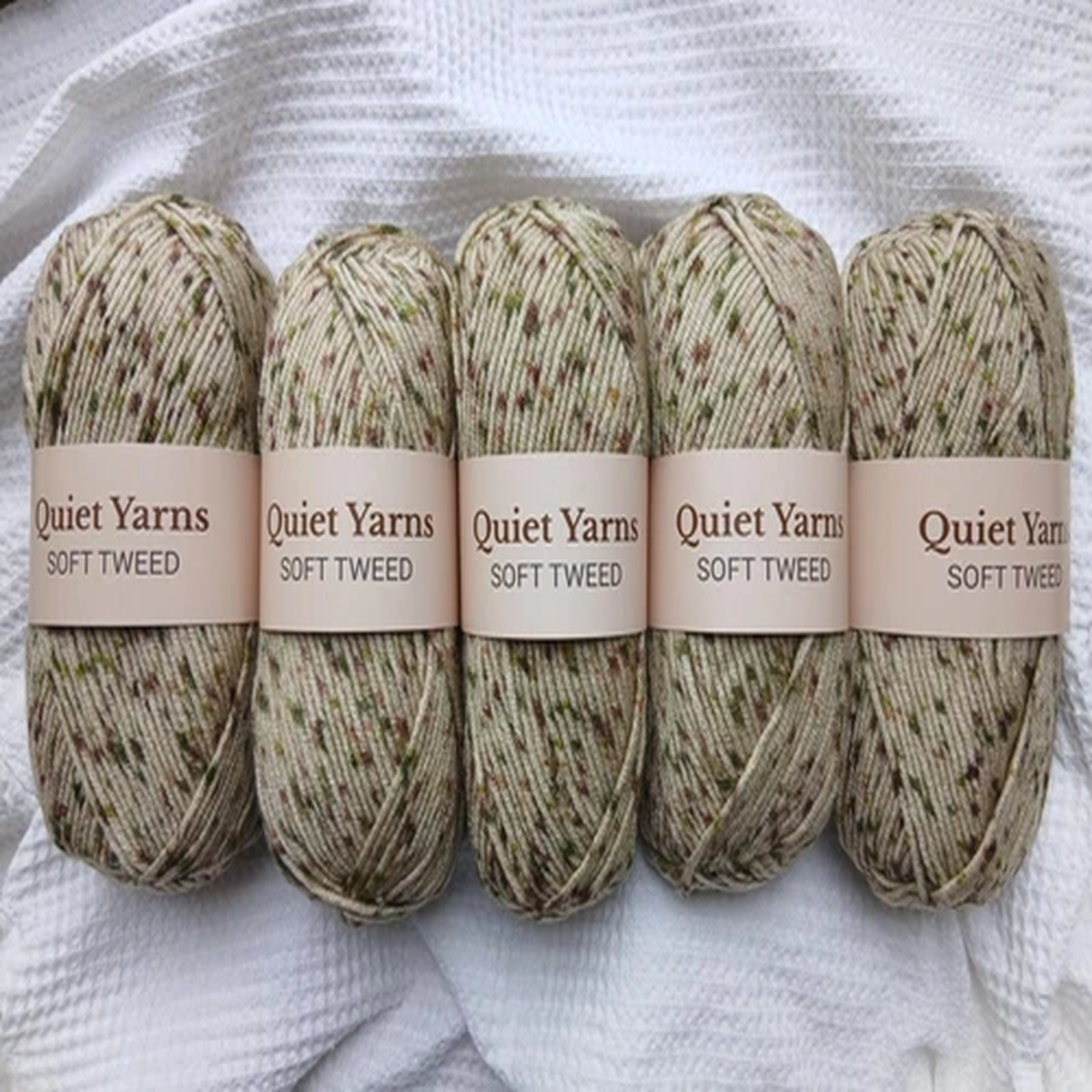 Oatmeal Tweed Yarn Bundle 5 Skeins Worsted Wool-Touch Premium Acrylic Lot