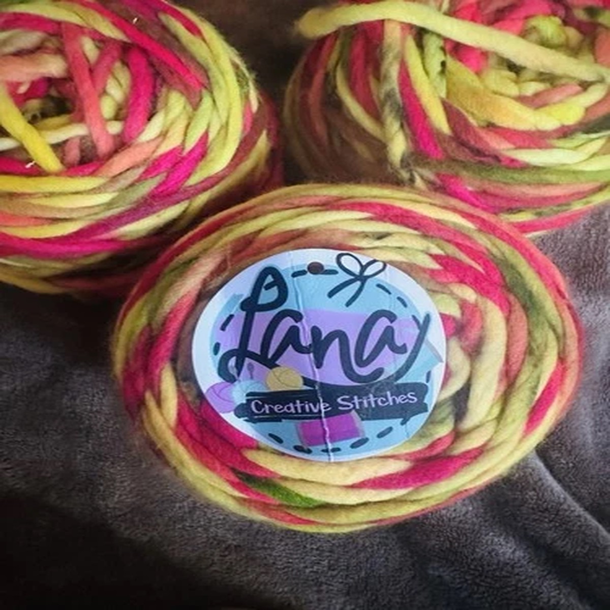3 full skeins Lana Creative Stitches Single Ply SB Merino Wool Yarn Cake