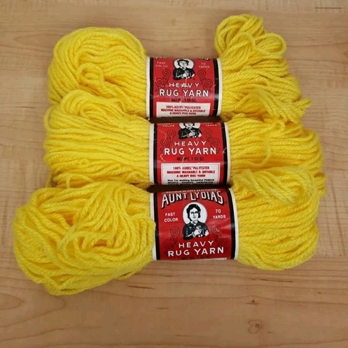 Aunt Lydia's Heavy Rug Yarn Skeins 510 Yellow 100% Kodel Polyester Lot of 3