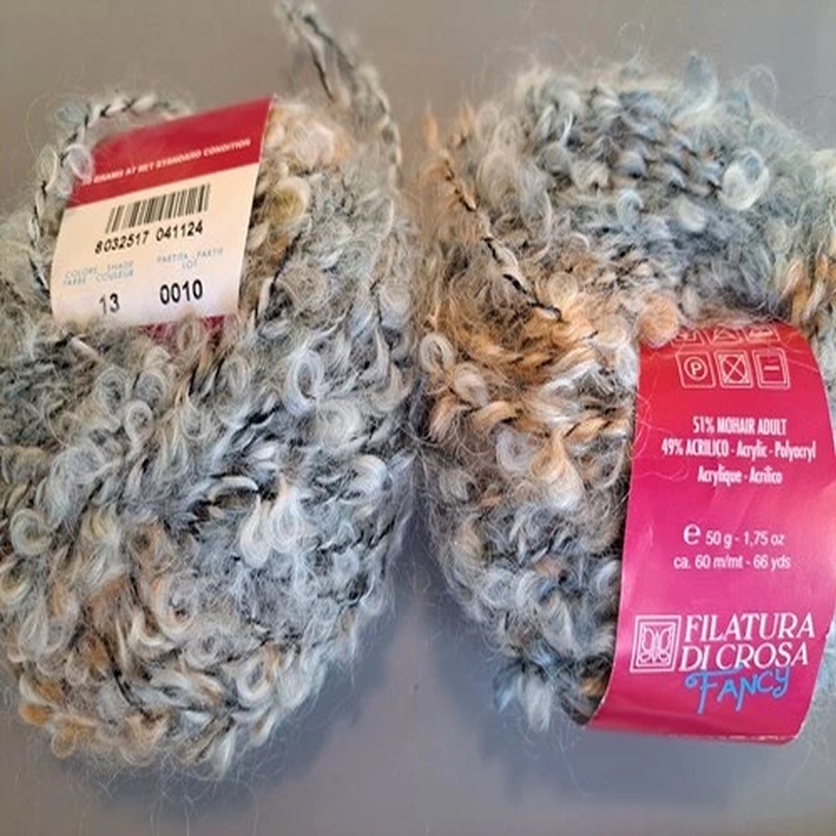2 Sk. Filatura di Crossa Fancy Ricciolo Knitting Crochet Boucle Yarn Mohair Blnd
