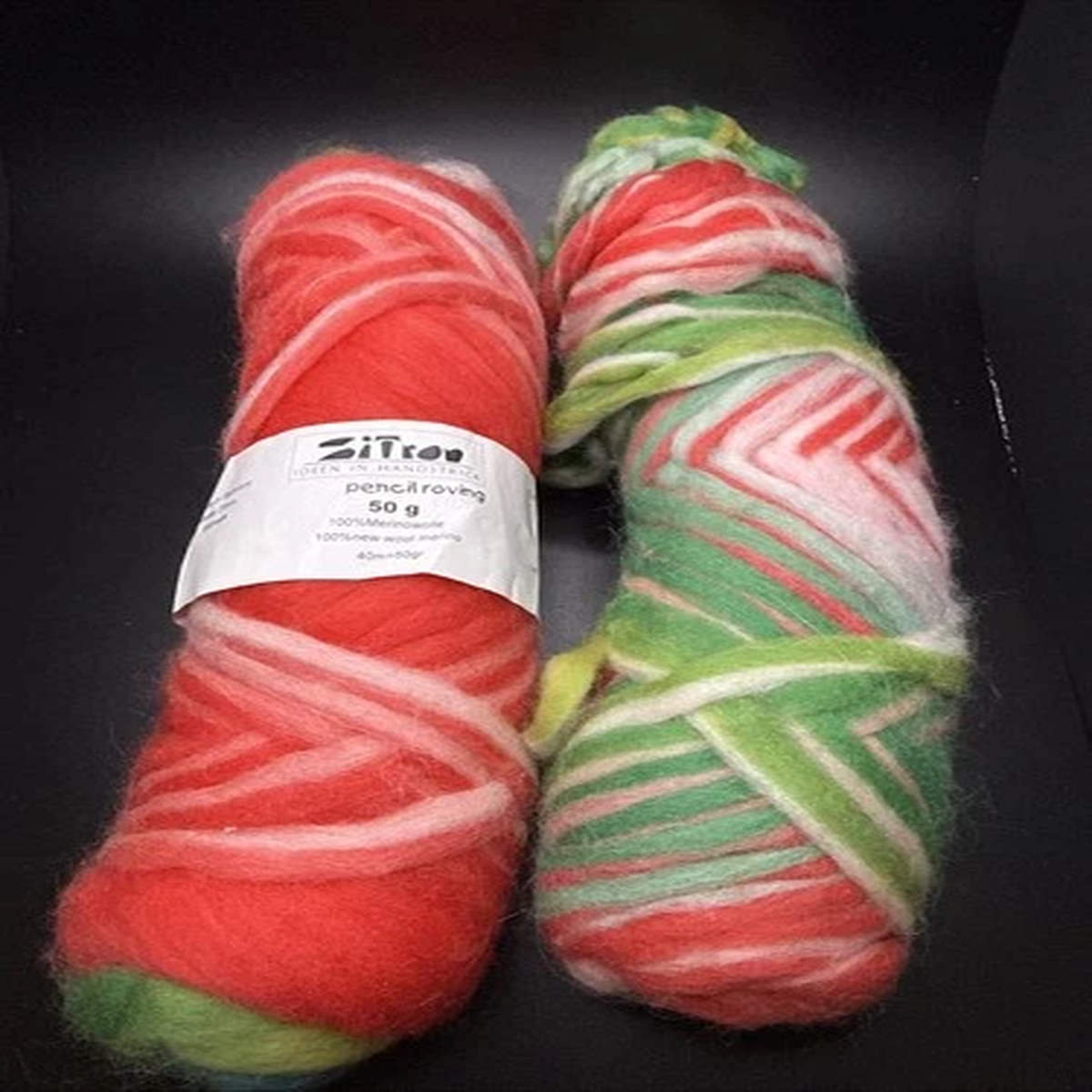 2 ZITRON Pencil Roving Skeins ~ 100% Merino Wool ~ Roughly 100g