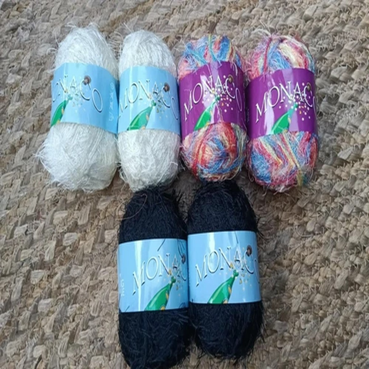 300G KING COLE MONACO BLACK CREAM MULTI mixed lot WOOL YARN 4mm DK - eyelash