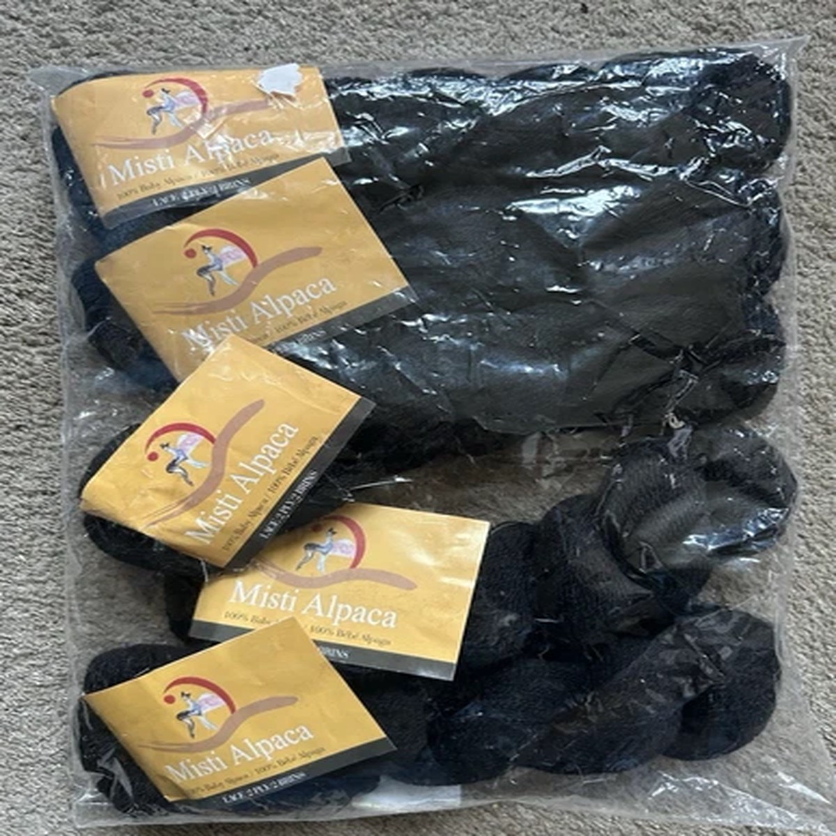 Black Yarn Misti 100% Baby Alpaca Lace Weight 2ply 400m 50g Lot/5 Hanks Sealed