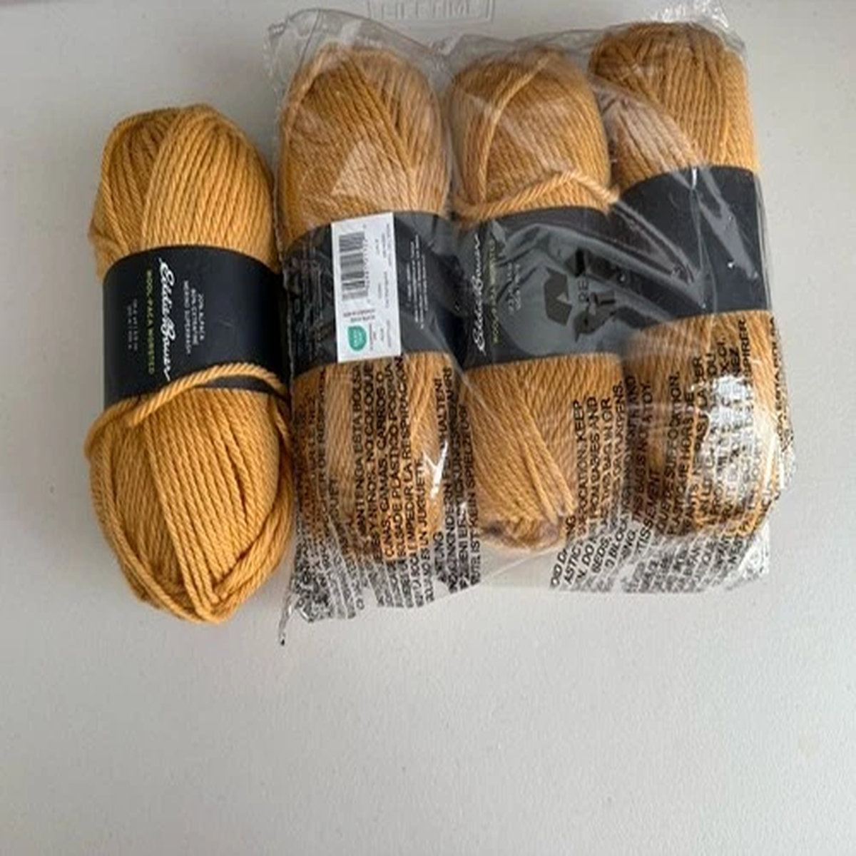 Eddie Bauer Wool Paca Worsted Yarn Merino/alpaca Lot Of 4 100g Balls Dk Marigold
