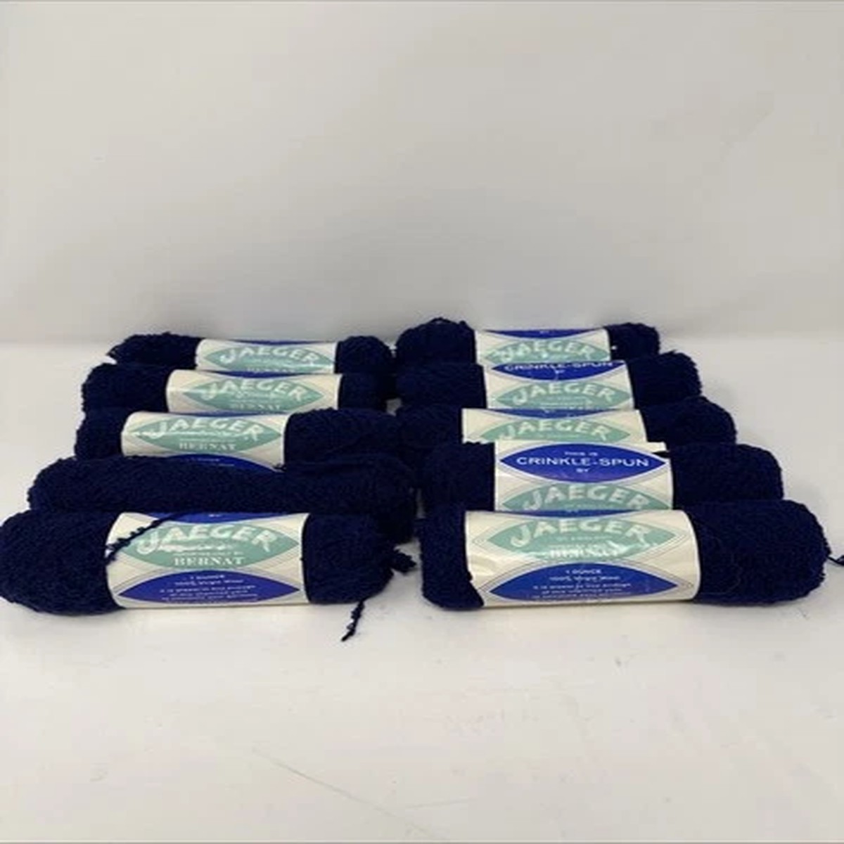 Jaeger Great Britan Vintage Wool Crinkle-Spun Yarn 1oz Mining Blue Lot Of 10