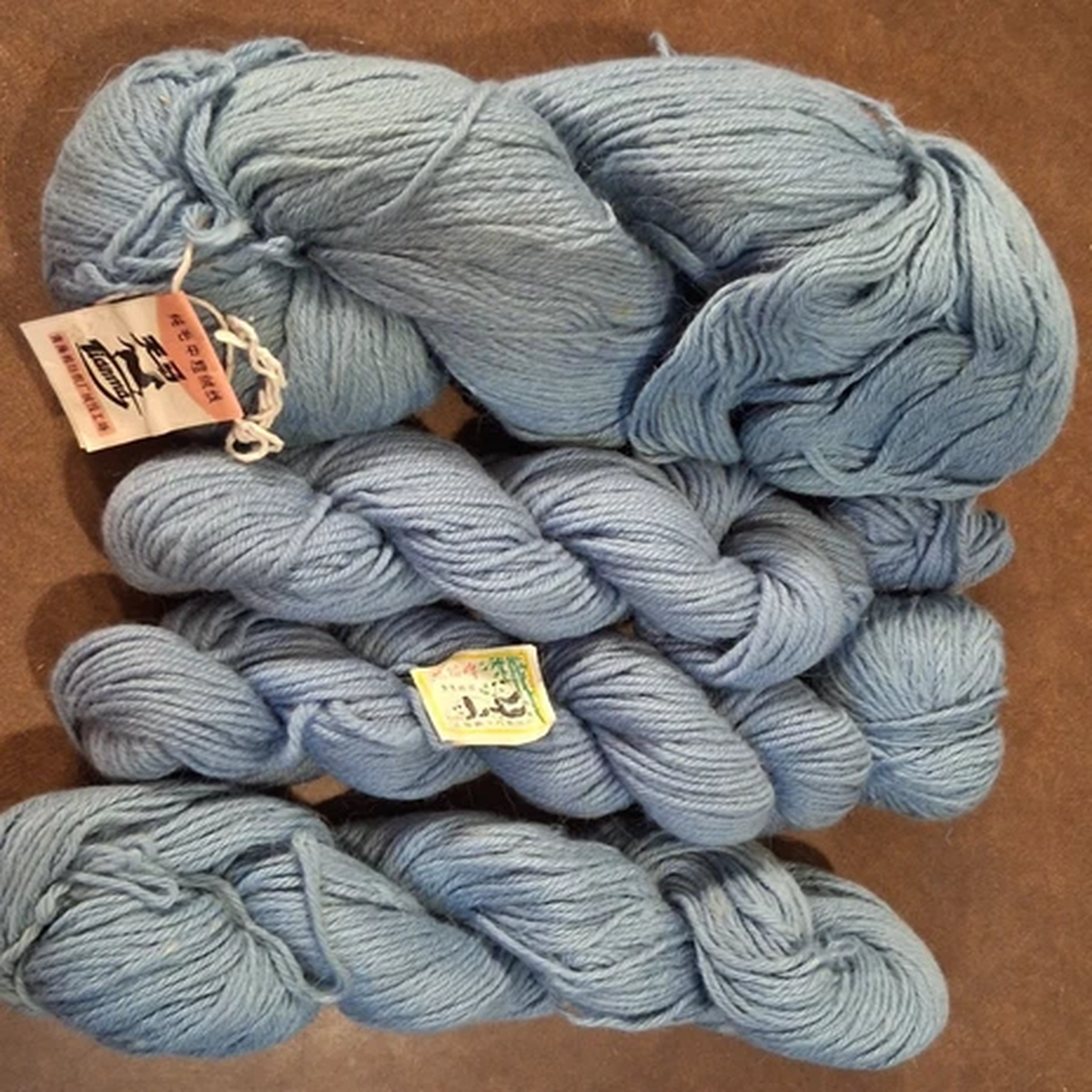 Tianma Brand Yarn Blue-Gray Wool Blend and Panda Brand Total of 19 Oz