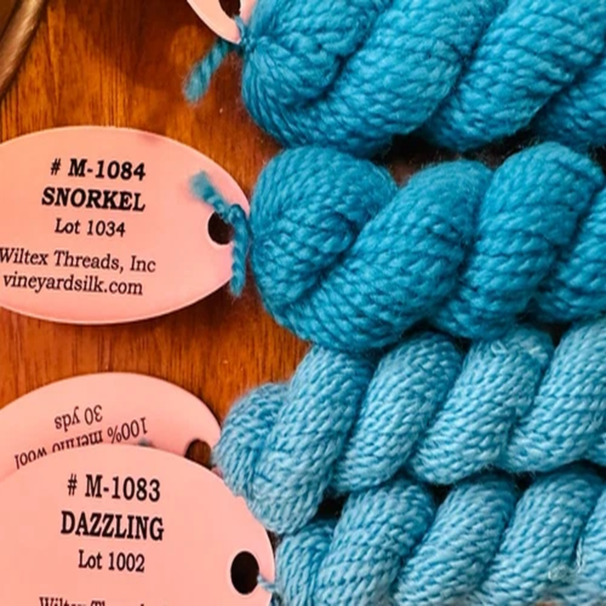 Vineyard Silk 100% Merino wool mixed blues 4 skeins WW