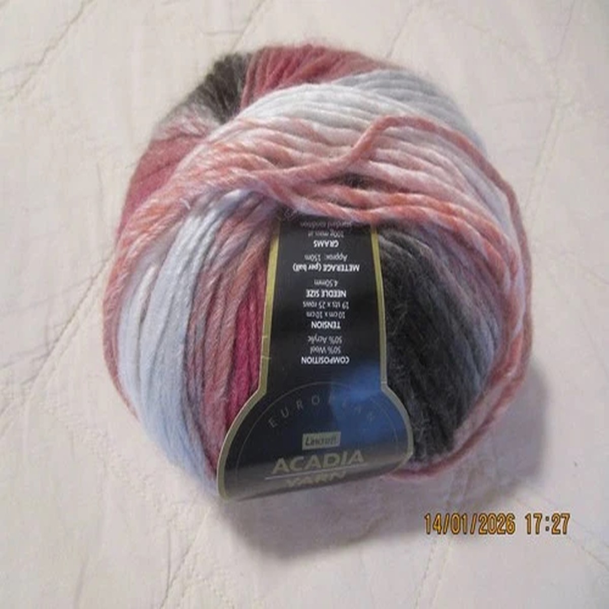 100G BALL OF ACADIA MARBLE YARN FOR LINCRAFT