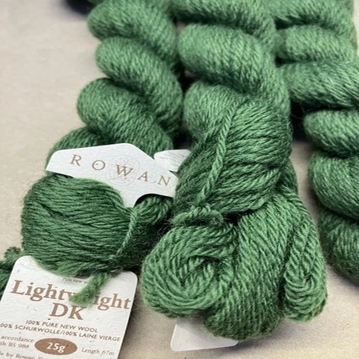 3 25g Skeins Rowan Lightweight Dk Yarn 73 Yards Color 134 Green 100% Wool