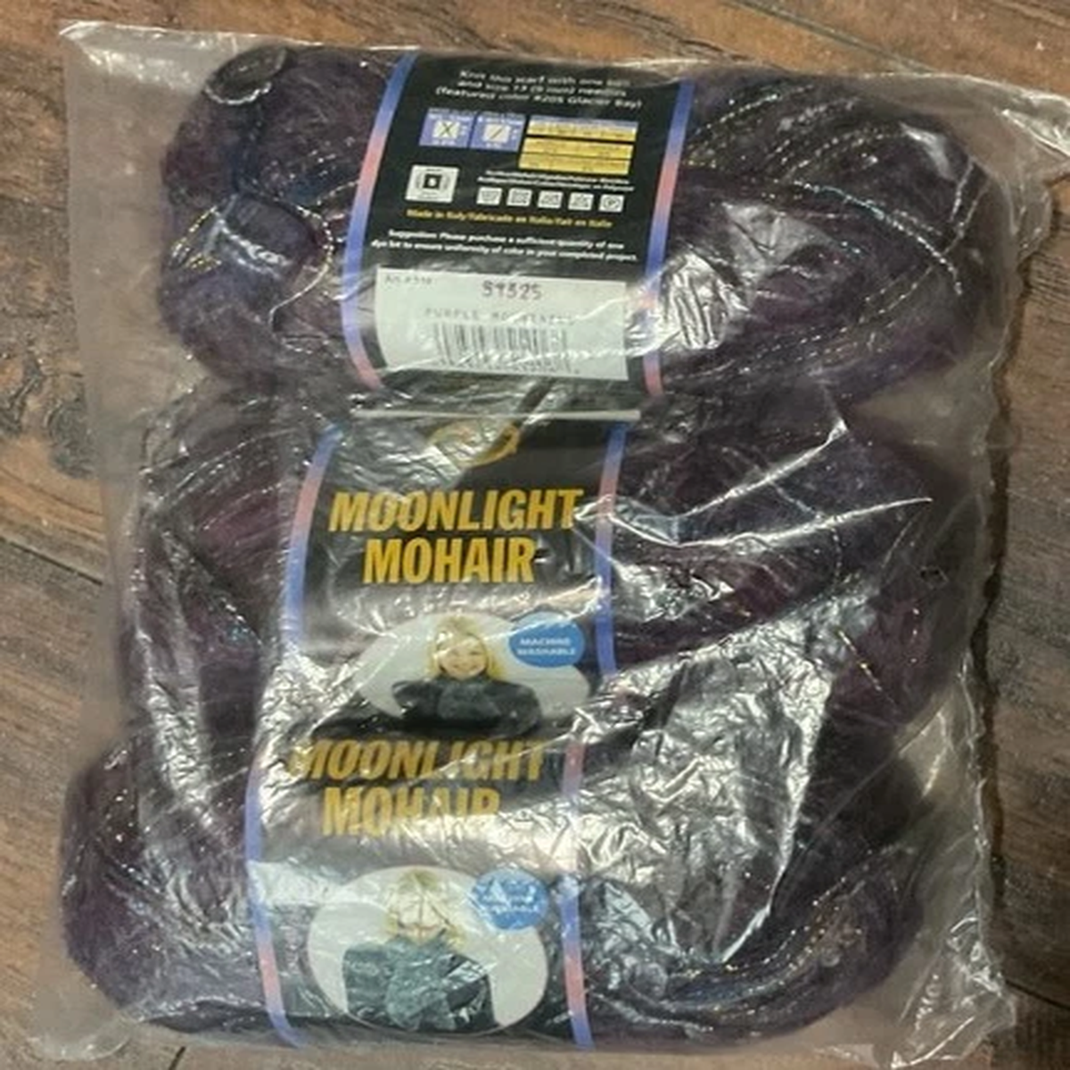 3 Lion Brand Moonlight Mohair Yarn Purple Mountains Made Italy Dye Lot 51525