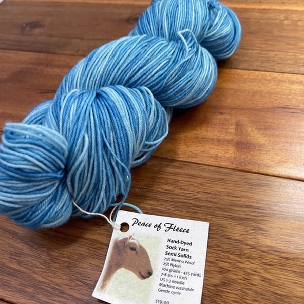 Blue Teal Peace of Fleece Yarn Merino Wool Nylon Hand Dyed 425y 100g
