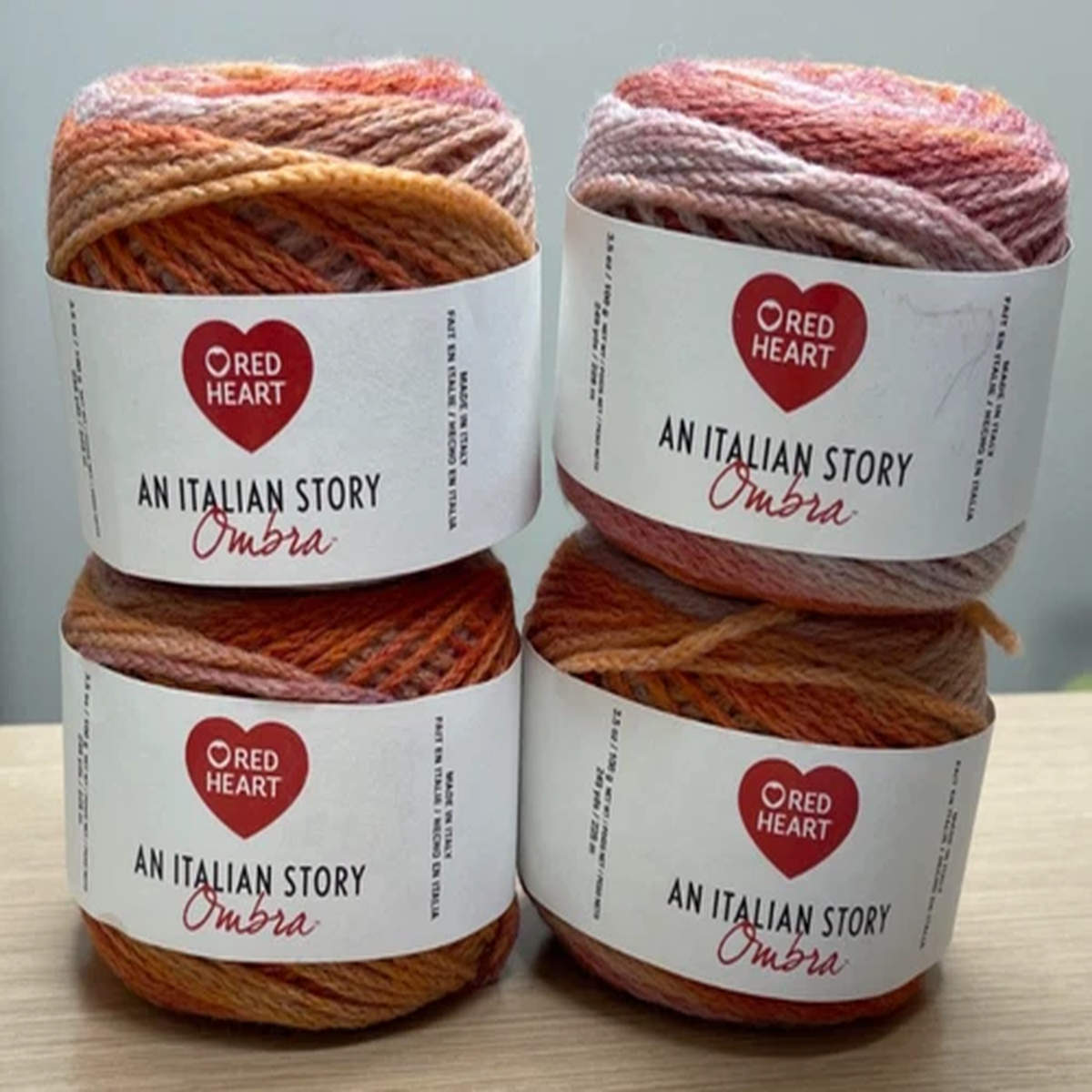 Four Red Heart An Italian Story Ombra Flama Yarn - Retired and Rare