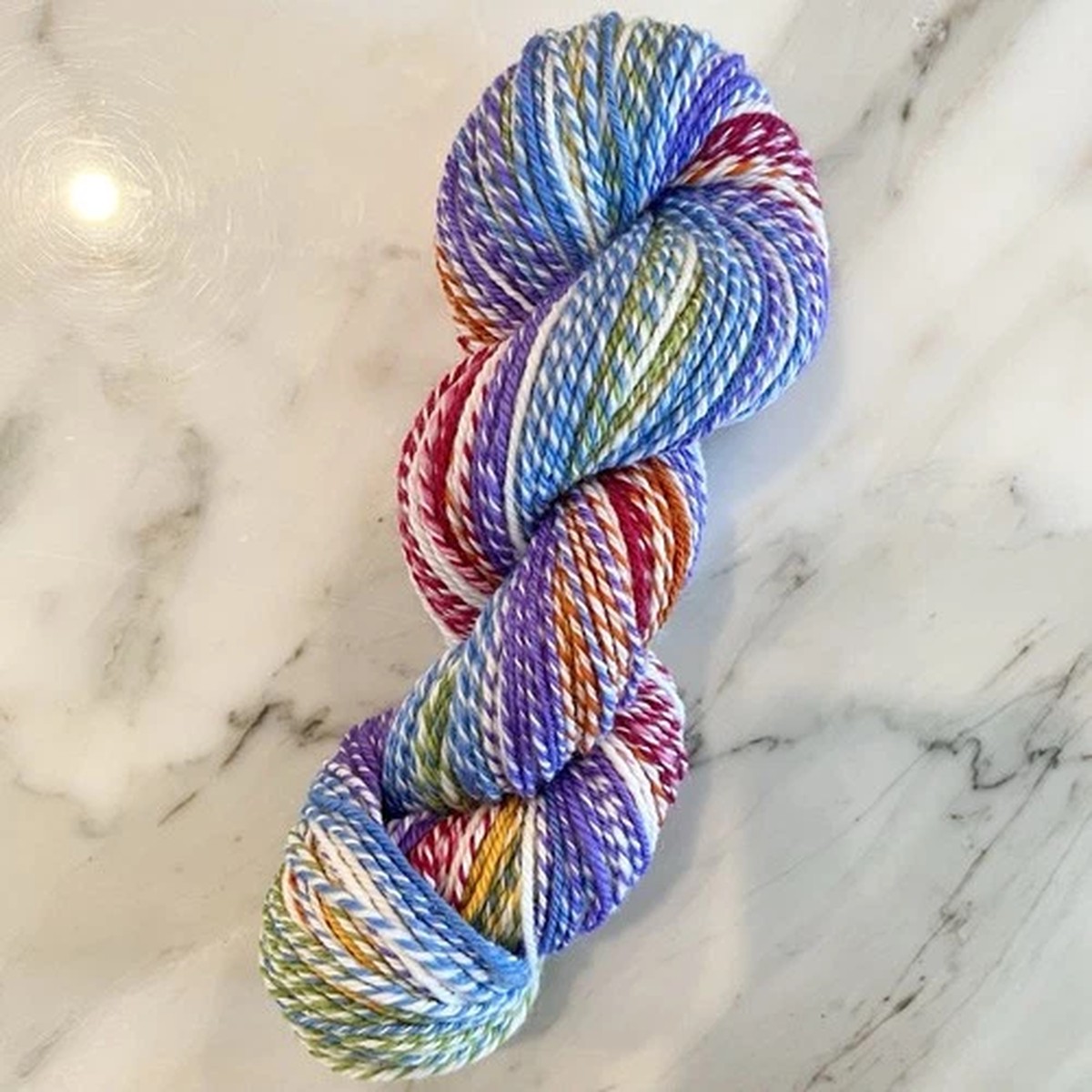 Handspun 100% Corriedale Wool Medium Weight Yarn in Rainbow